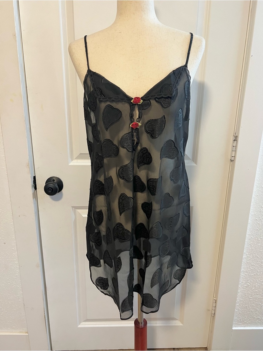 VNTG 90s California Dynasty Sheer Babydoll Whimsygoth Rosette Shift Dress